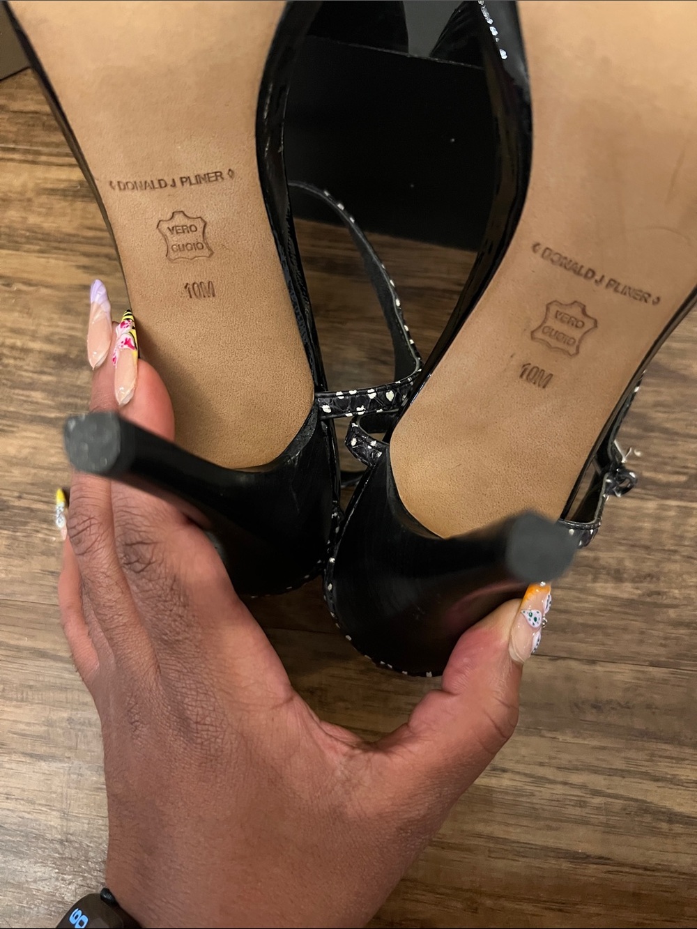Donald J. Pliner Black & White Dot Ankle-Strap Sandals - Picture 3 of 9